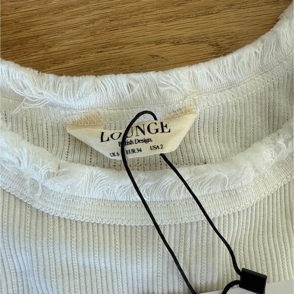 Lounge - Fringed Rib Sleeveless Tank Top in White - Picture 2 of 4